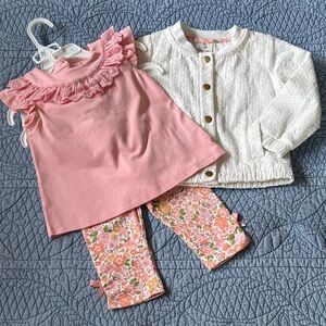 🪷HAPPILY GREY KIDS 18 MONTHS 3 PIECE TODDLERS CAPRI, JACKET & TOP SET